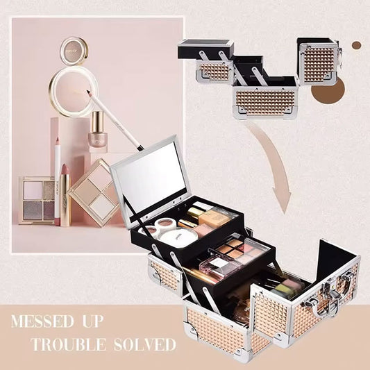 Portable Waterproof Makeup Storage Box – Travel Cosmetic Bag with LED Mirror for Outdoor, Camping & Multifunctional Use