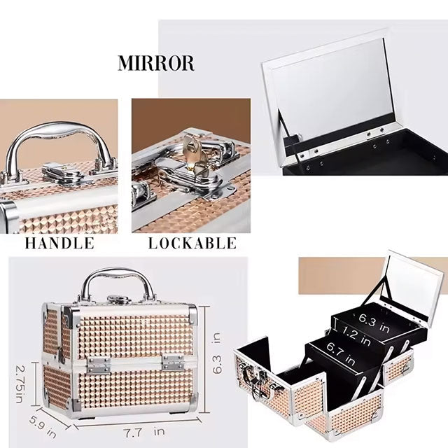 Portable Waterproof Makeup Storage Box – Travel Cosmetic Bag with LED Mirror for Outdoor, Camping & Multifunctional Use