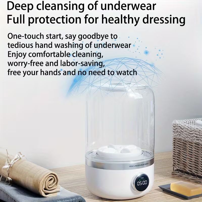 Lave-linge USB portable et automatique – Batterie longue durée de 4000 mAh – Lave-linge sans fil pour petites charges (sous-vêtements, chaussettes et vêtements de bébé) – Idéal pour les voyages d'affaires, les camping-cars et la maison