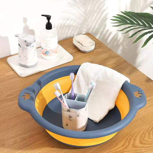 Portable Foldable Laundry Basin – Durable Space-Saving Folding Wash Basin for Travel, Home, and Camping (Light Blue/Dark Blue/Pink)