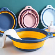 Bassin à linge pliable et portable – Baignoire pliable durable et compacte pour les voyages, la maison et le camping (Bleu clair/Bleu foncé/Rose)