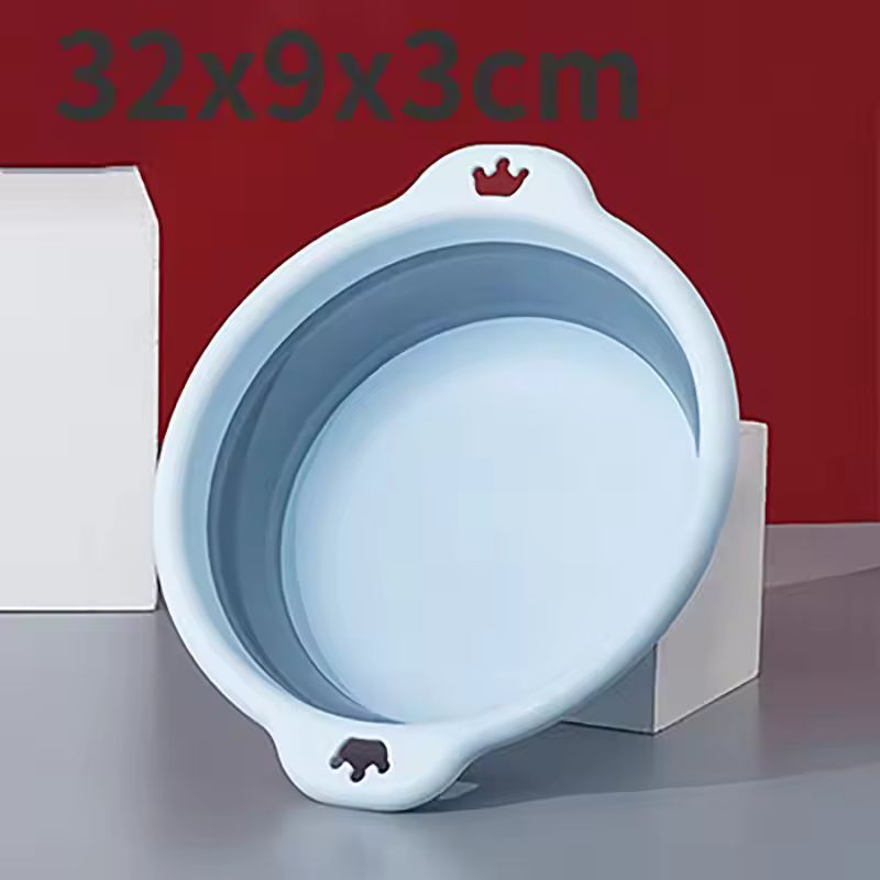Bassin à linge pliable et portable – Baignoire pliable durable et compacte pour les voyages, la maison et le camping (Bleu clair/Bleu foncé/Rose)