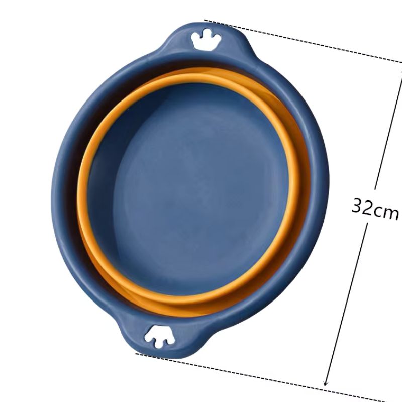 Bassin à linge pliable et portable – Baignoire pliable durable et compacte pour les voyages, la maison et le camping (Bleu clair/Bleu foncé/Rose)