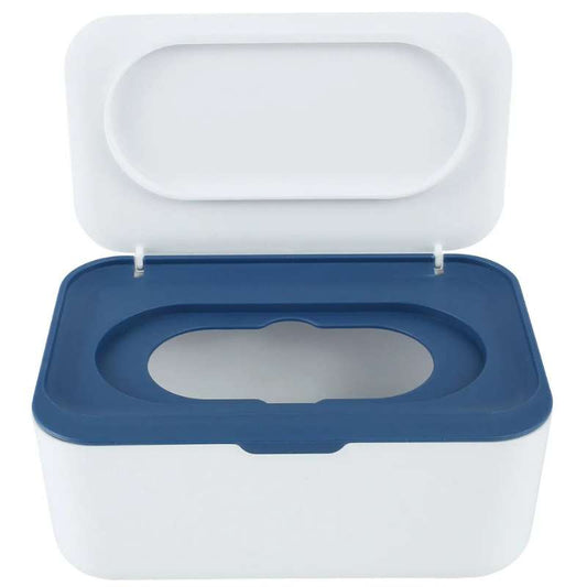 Portable Wet Tissue & Wipe Dispenser with Airtight Lid – Dustproof Baby Wipe Storage Box – Multi-Purpose Car & Home Napkin Organizer – Protective Moisture-Seal Tissue Holder (Orange-Black / White-Gray / White-Blue)