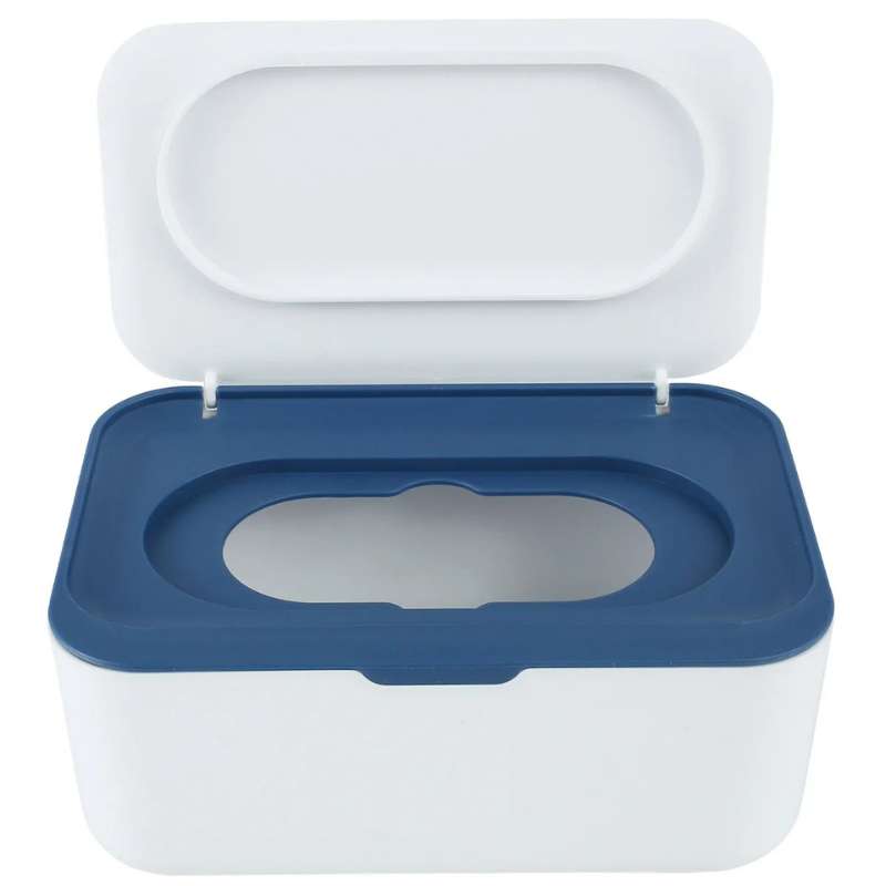 Portable Wet Tissue & Wipe Dispenser with Airtight Lid – Dustproof Baby Wipe Storage Box – Multi-Purpose Car & Home Napkin Organizer – Protective Moisture-Seal Tissue Holder (Orange-Black / White-Gray / White-Blue)