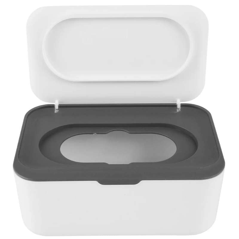 Portable Wet Tissue & Wipe Dispenser with Airtight Lid – Dustproof Baby Wipe Storage Box – Multi-Purpose Car & Home Napkin Organizer – Protective Moisture-Seal Tissue Holder (Orange-Black / White-Gray / White-Blue)