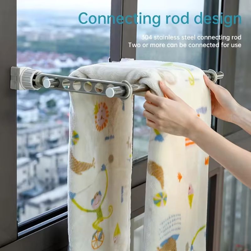 Étendoir portable pour cadre de fenêtre – Séchoir à linge intérieur peu encombrant avec design multi-trous pour la maison et les voyages