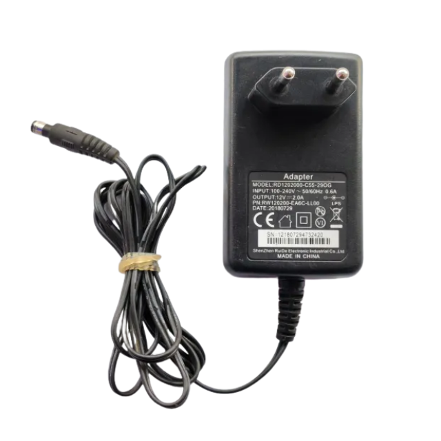 Power Adapter 12V 2A – AC to DC Supply with 2.1mm x 5.5mm Plug & Extra-Long 8ft Wall Cord