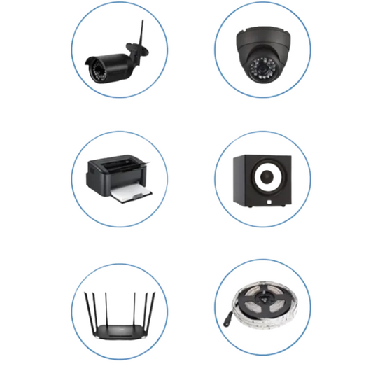 Power Adapter 12V 2A – AC to DC Supply with 2.1mm x 5.5mm Plug & Extra-Long 8ft Wall Cord