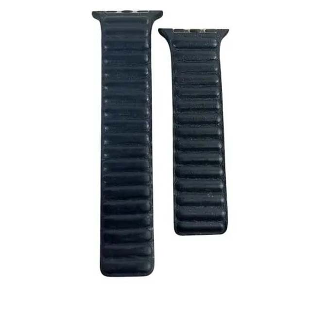 Pre-Owned Genuine Apple Watch Leather Link Band S/M – Black 45mm Authentic Replacement Strap