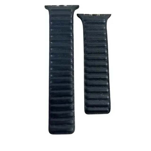 Pre-Owned Genuine Apple Watch Leather Link Band S/M – Black 45mm Authentic Replacement Strap