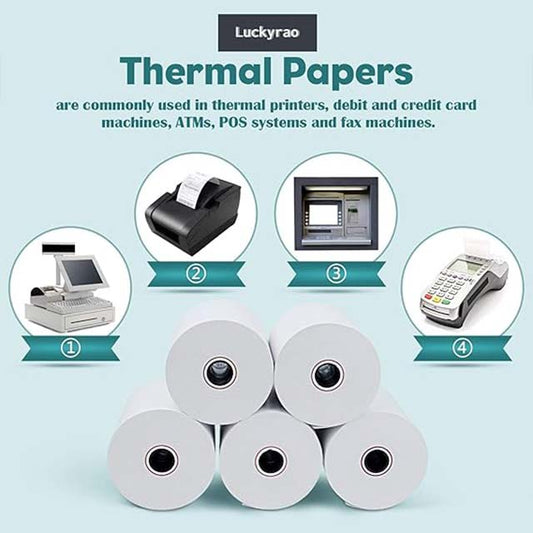 Premium 57mm x 30mm BPA-Free Thermal Receipt Paper – 55 g/m² + Extra 5 g/m² for POS Systems, Credit Card Machines &amp; Cash Registers