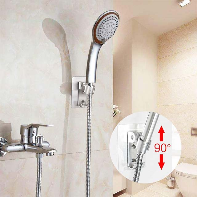 Premium Adjustable Aluminum Shower Head Bracket – Heavy-Duty Adhesive Wall Mount for Modern Bathrooms