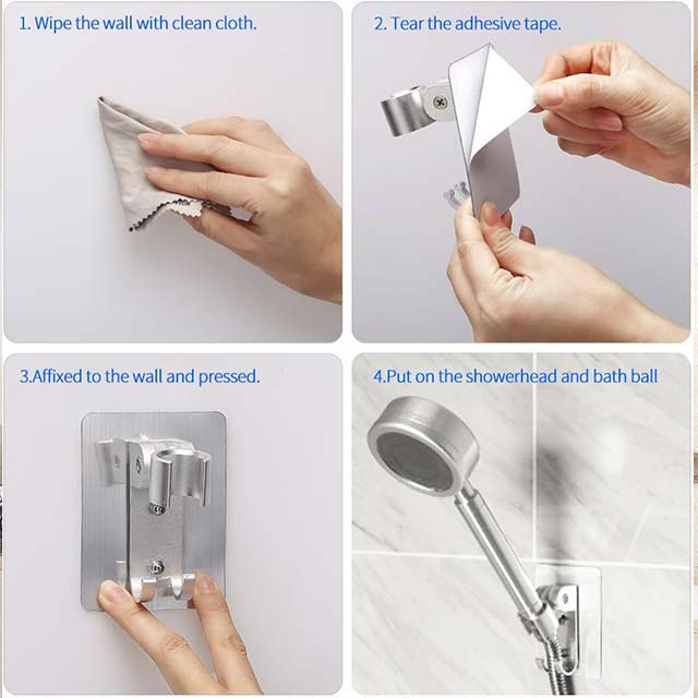 Premium Adjustable Aluminum Shower Head Bracket – Heavy-Duty Adhesive Wall Mount for Modern Bathrooms
