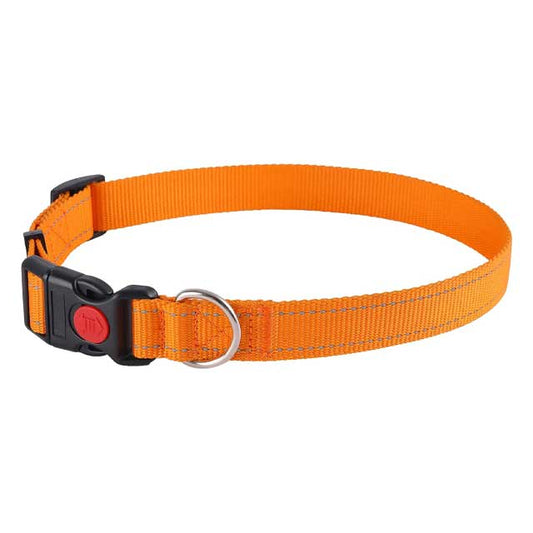 Premium Adjustable Waterproof Dog Collar | Classic Solid Color with 3M Reflective Stripe &amp; Secure Safety Lock Buckle