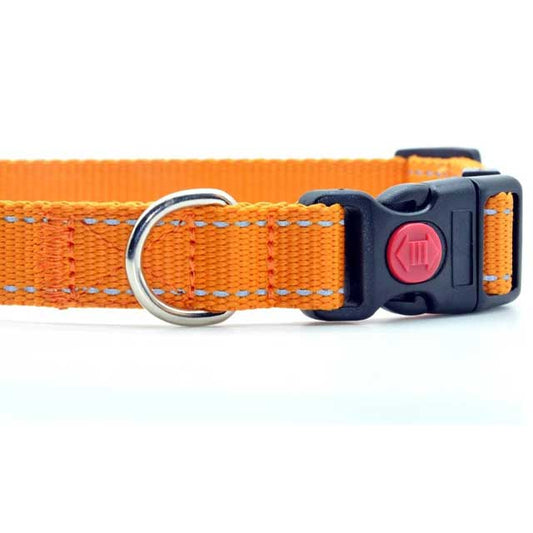 Premium Adjustable Waterproof Dog Collar | Classic Solid Color with 3M Reflective Stripe &amp; Secure Safety Lock Buckle
