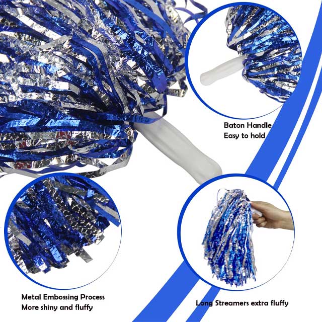 Premium Fluffy Shiny Cheerleading Pom Poms with Handle – Sports Team &amp; Dance Cheer Squad Supplies for Girls &amp; Adults