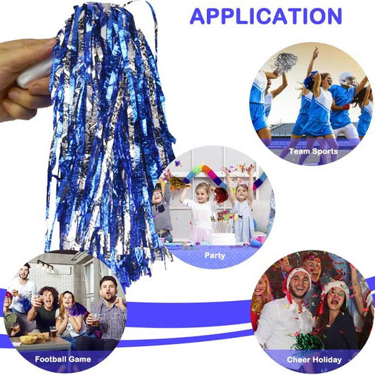 Premium Fluffy Shiny Cheerleading Pom Poms with Handle – Sports Team &amp; Dance Cheer Squad Supplies for Girls &amp; Adults