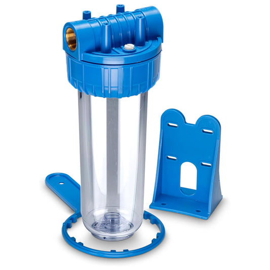 Premium Italian Filter Container Kit – 3/4 Inch Connections, Empty Housing with Mounting Bracket &amp; Key for Superior Filtration Systems