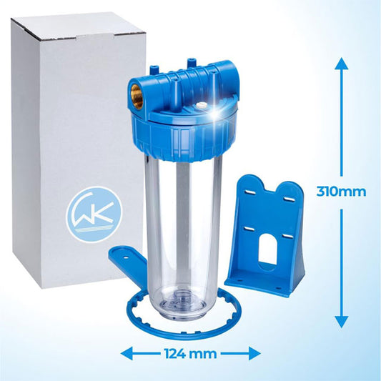 Premium Italian Filter Container Kit – 3/4 Inch Connections, Empty Housing with Mounting Bracket &amp; Key for Superior Filtration Systems