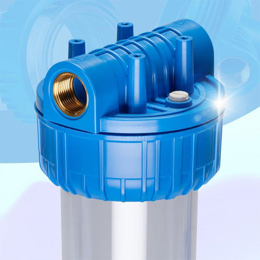 Premium Italian Filter Container Kit – 3/4 Inch Connections, Empty Housing with Mounting Bracket &amp; Key for Superior Filtration Systems