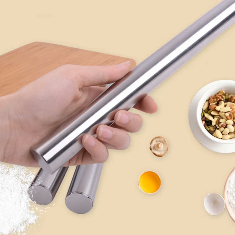 Premium Stainless Steel Rolling Pin – Non-Stick Metal Pastry Roller for Baking, Pizza, and Cookies