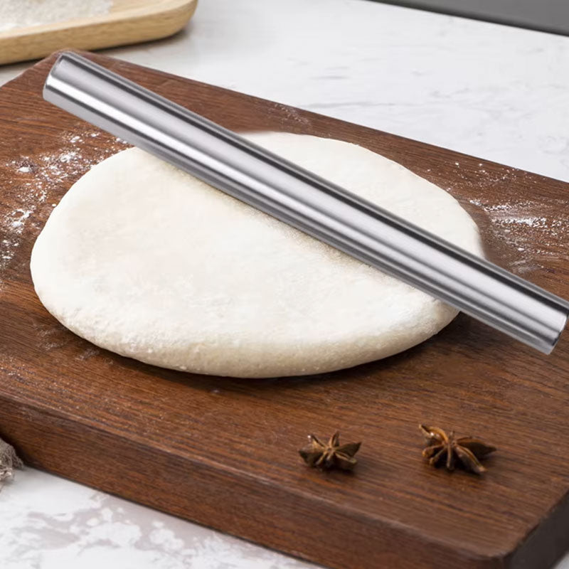 Rouleau à pâtisserie de qualité supérieure en acier inoxydable – Rouleau à pâtisserie en métal antiadhésif pour la pâtisserie, les pizzas et les biscuits