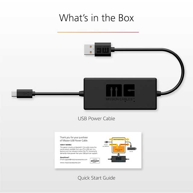Premium USB Power Cable for Chromecast & Fire TV