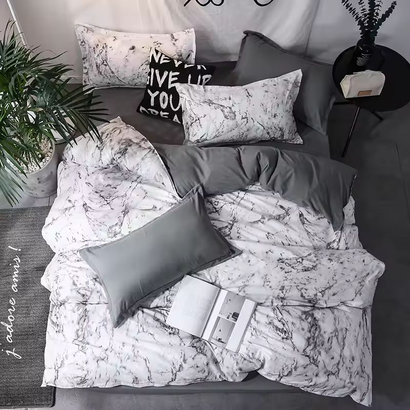 Parure de Couette Premium 3 Pièces – Set de Lit Ultra-Doux pour Couette Double – Comprend 1 Housse de Couette (175x220cm) et 2 Taies d'Oreiller Assorties (50x75cm) – Literie Respirante Toutes Saisons pour Lits Queen, King ou Simples