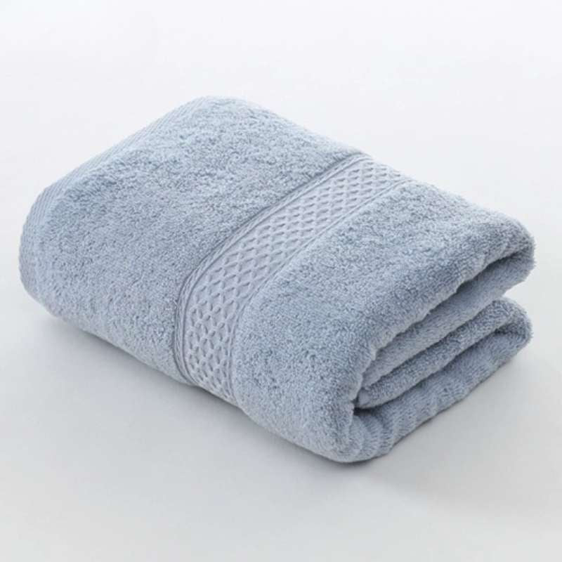 Serviette de toilette et essuie-mains en coton de qualité supérieure – Serviette de bain unie ultra-douce – Serviette de toilette multi-usage très absorbante pour la maison, l'hôtel et le spa – 35x75cm (Bleu / Gris)