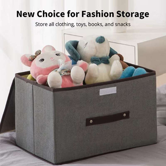 Premium Foldable Non-Woven Fabric Storage Box – Eco-Friendly Closet Organizer for Clothing, Underwear, and Socks – Multi-Purpose Gray Storage Bin for Kids' Toys and Sundries (36x24x24cm)