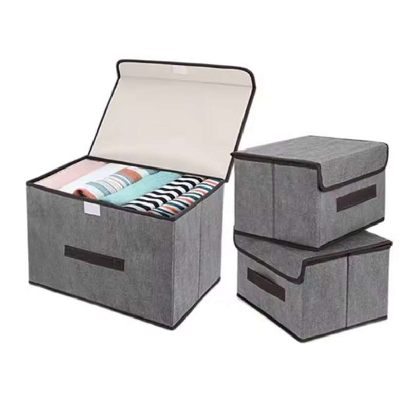 Premium Foldable Non-Woven Fabric Storage Box – Eco-Friendly Closet Organizer for Clothing, Underwear, and Socks – Multi-Purpose Gray Storage Bin for Kids' Toys and Sundries (36x24x24cm)