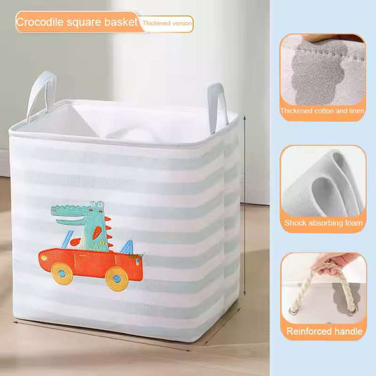 Premium Folding Linen Storage Basket – Decorative Fabric Organizer with Reinforced Handles – Minimalist Wardrobe & Closet Bin for Toys, Laundry, and Office Supplies – Square & Cylinder Shapes