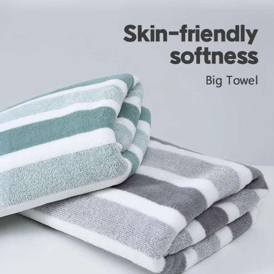 Premium Thickened Absorbent Bath Towel – Ultra-Soft High-Density Cotton Face & Body Towel for Home & Spa – Large 70x130cm Hotel Quality Wrap – Luxury Daily Essential (Green / Gray)