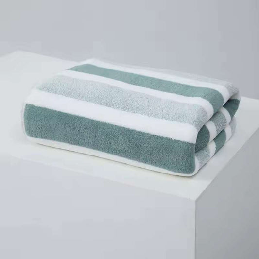 Premium Thickened Absorbent Bath Towel – Ultra-Soft High-Density Cotton Face & Body Towel for Home & Spa – Large 70x130cm Hotel Quality Wrap – Luxury Daily Essential (Green / Gray)