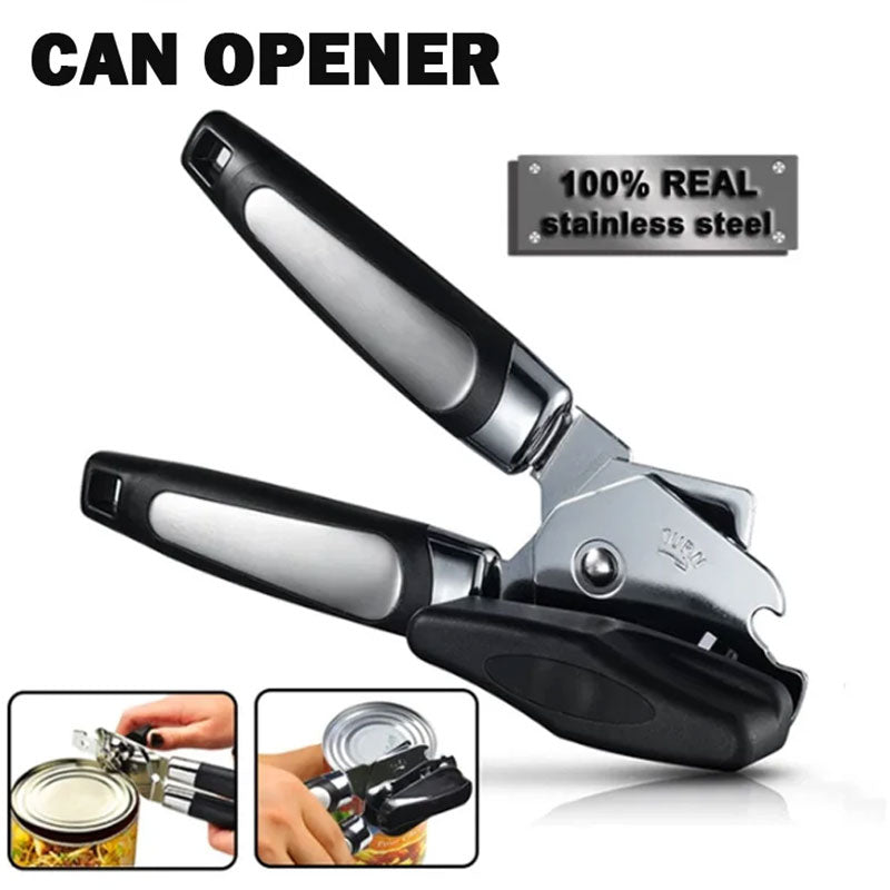Ouvre-boîtes professionnel en acier inoxydable – Ouvre-boîtes latéral multifonctionnel et sécurisé – Gadget de cuisine pour ouvrir les boîtes de conserve et les bouteilles à bords lisses