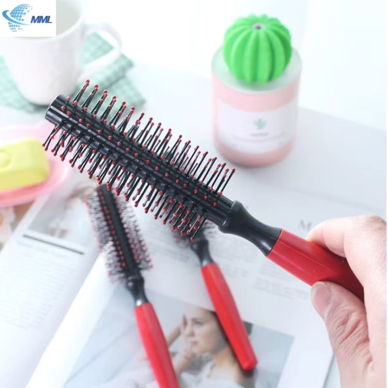 Peigne à rouleau cylindrique professionnel – Brosse ronde antistatique à dents en nylon – Outil de coiffage haute température spécial perruques de cheveux naturels et boucles naturelles