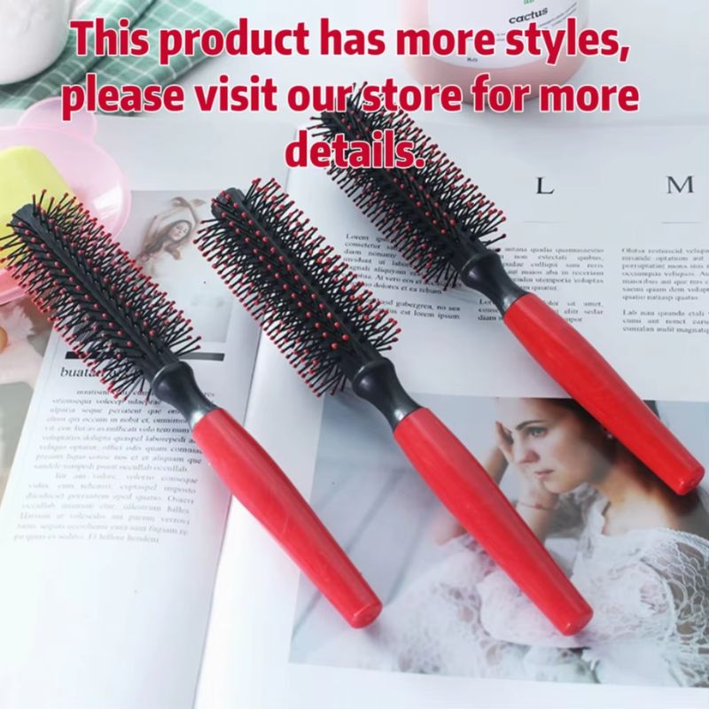Peigne à rouleau cylindrique professionnel – Brosse ronde antistatique à dents en nylon – Outil de coiffage haute température spécial perruques de cheveux naturels et boucles naturelles