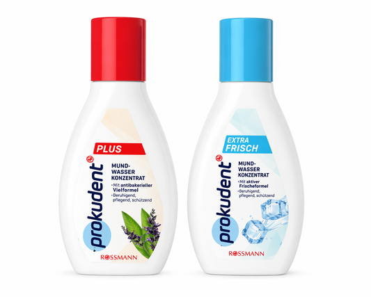 Prokudent Mouthwash Concentrate Set (2-Pack) – Plus & Extra Fresh | Antibacterial Oral Rinse for Fresh Breath & Protection