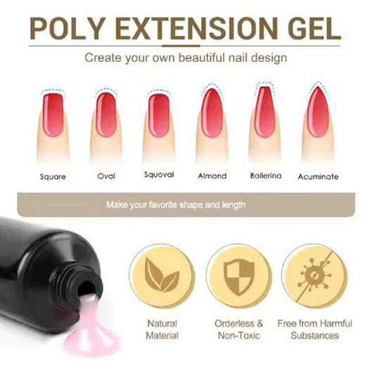 Pure Color Poly Nail Extension Gel 15ml – Salon-Quality Poly Builder for Acrylic Nail Extensions