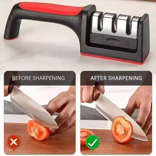 Handheld Multi-Stage Knife Sharpener – Quick Sharpening Tool with Non-Slip Base for Kitchen Knives