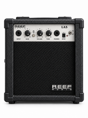 REEF Audio LA5 5W Portable Guitar Amplifier – Battery or DC Powered Mini Practice Amp with Clean/Distortion & Headphone Output