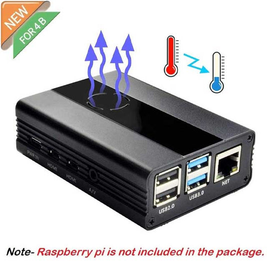 REES52 Raspberry Pi 4 Aluminum Case with Cooling Fan – Premium Raspberry Pi 4/4B Model B Enclosure in Sleek Black