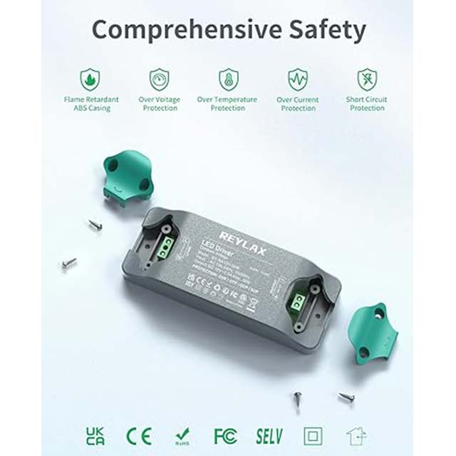 REYLAX 12V 30W LED Driver Power Supply - Slim AC to DC 12V Constant Voltage Adapter, 100/240V Input, 2.5A for LED Strip Lights and Low Voltage LED Transformers