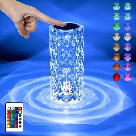 Rechargeable 16-Color RGB Rose LED Night Light – Color Changing Crystal Touch Table Lamp for Bedroom, Nightstand & Christmas Decor