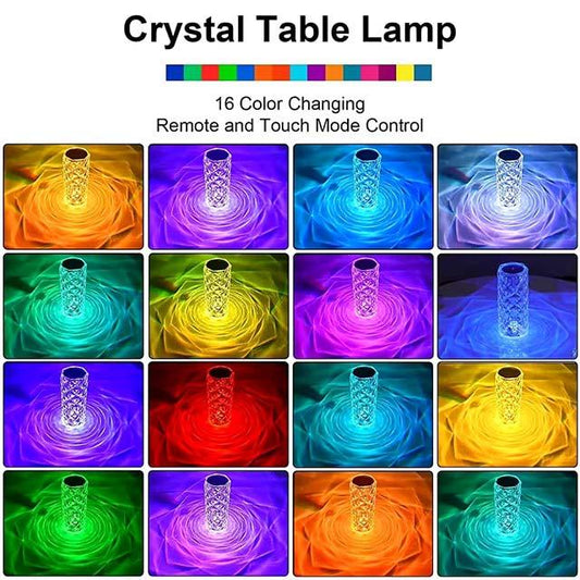 Rechargeable 16-Color RGB Rose LED Night Light – Color Changing Crystal Touch Table Lamp for Bedroom, Nightstand & Christmas Decor