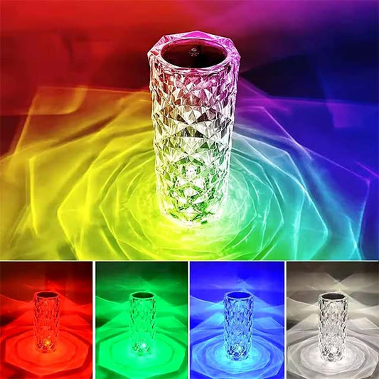 Rechargeable 16-Color RGB Rose LED Night Light – Color Changing Crystal Touch Table Lamp for Bedroom, Nightstand & Christmas Decor
