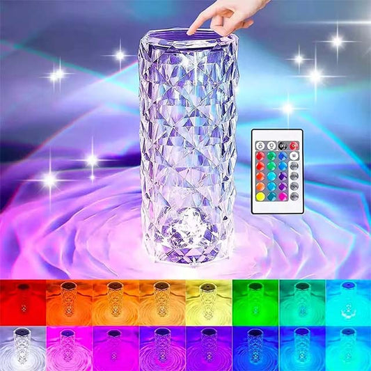 Rechargeable 16-Color RGB Rose LED Night Light – Color Changing Crystal Touch Table Lamp for Bedroom, Nightstand & Christmas Decor