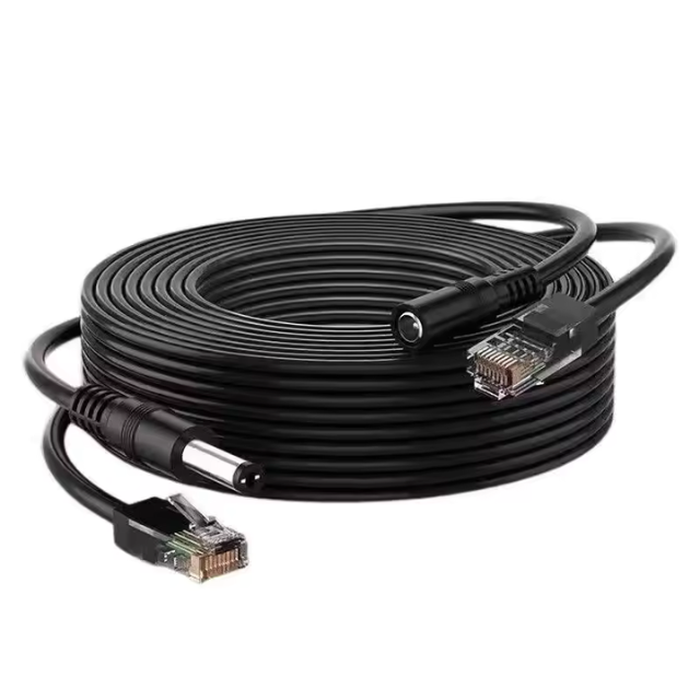 RJ45 Ethernet Cable with DC Power – Cat5 LAN Network Cord for POE IP & WiFi Surveillance Cameras