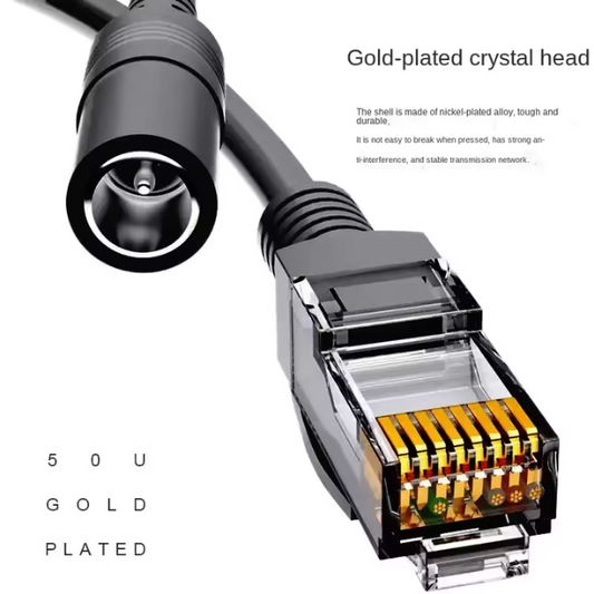 Câble Ethernet RJ45 avec alimentation CC – Câble réseau LAN Cat5 pour caméras de surveillance IP et WiFi PoE